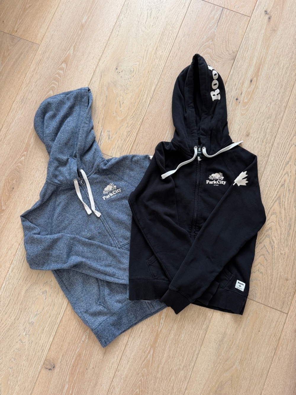 Roots Women's Zip Hoodie Duo - Black & Blue Heather Gray